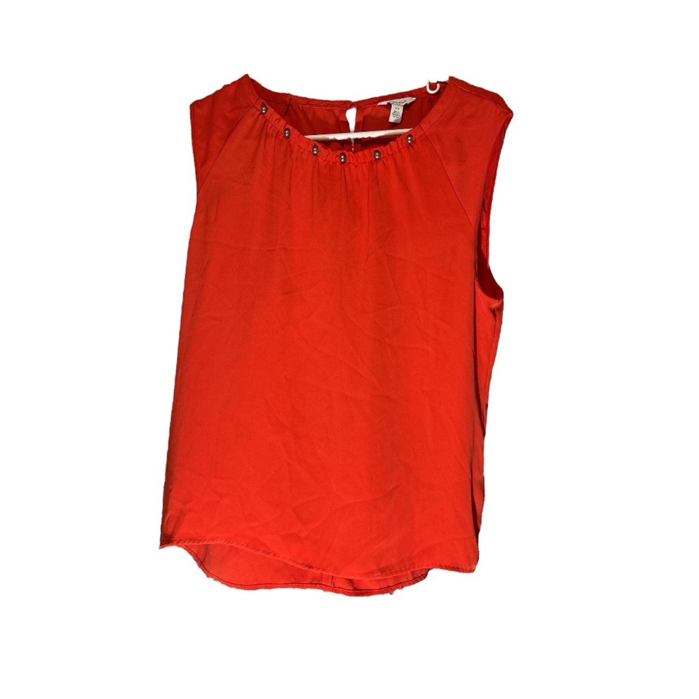 Calvin Klein Red Sleeveless Blouse with Round Neckline